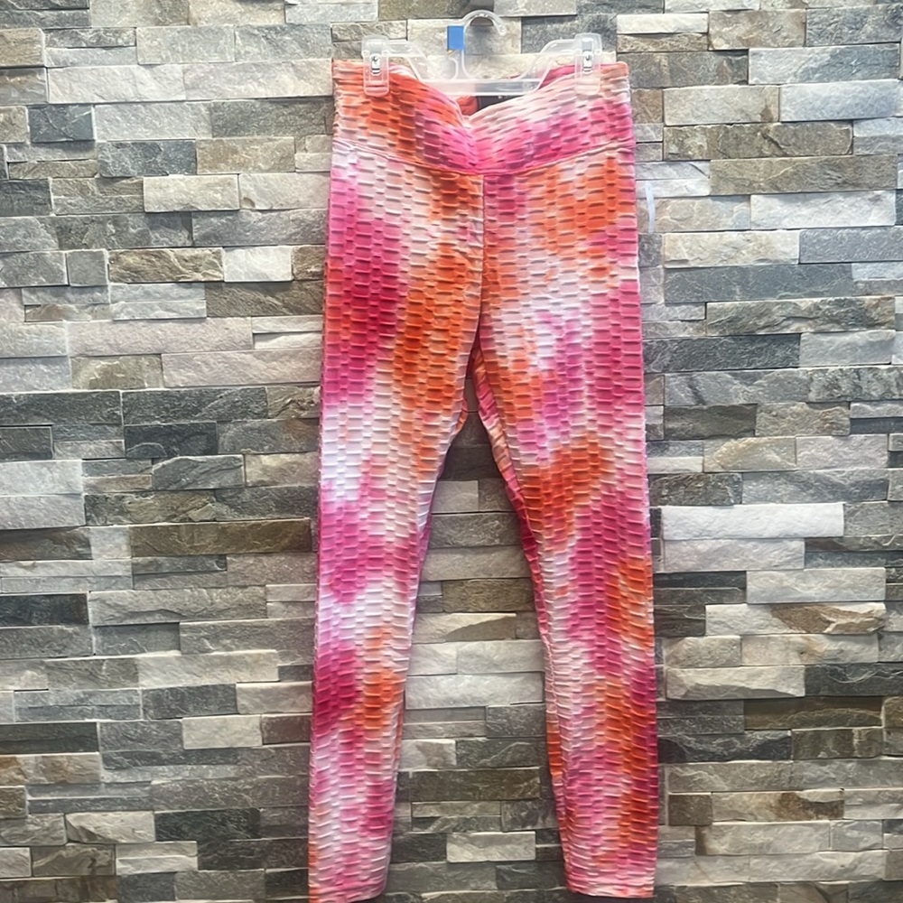 Pink and Orange Textured Leggings - Picture 3 of 6